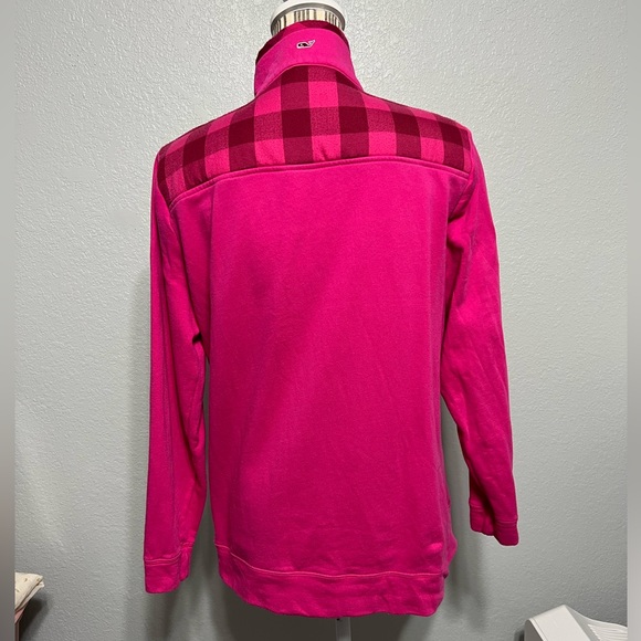 Vineyard Vines | pink shep shirt plaid shoulder design small pockets button neck - Picture 13 of 16
